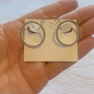 Swarovski Crystal Silver Rhinestone Hoop Earrings